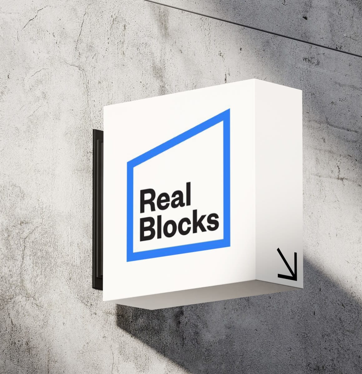 RealBlocks logo on the wall.