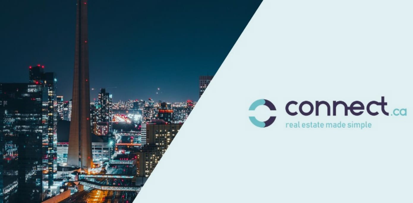 Connect.ca logo and town background